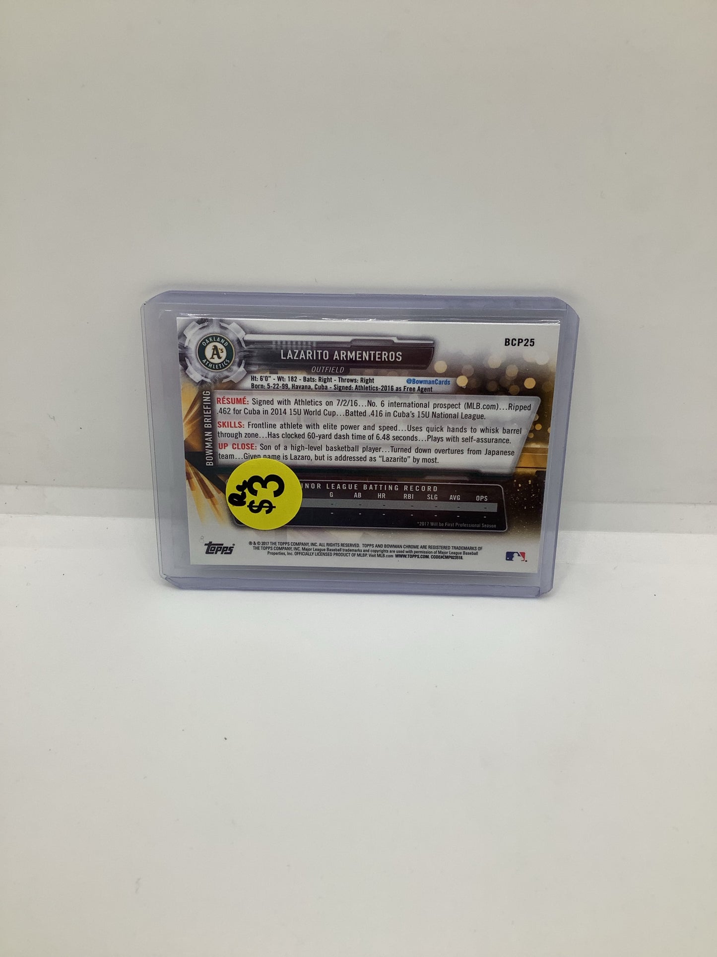 2017 Topps Lazarito Armenteros RC Holo