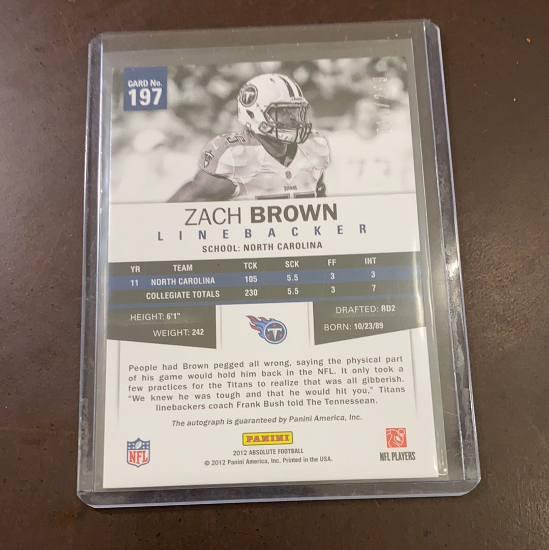 Zach Brown 2013 Absolute Memorbilia Autograph