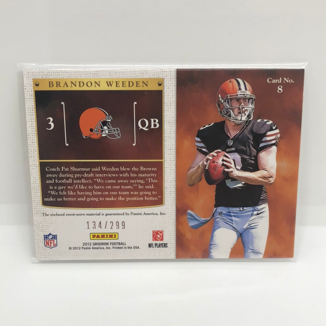 Brandon Weeden 2012 Gridiron Gems Rc Jsy /299