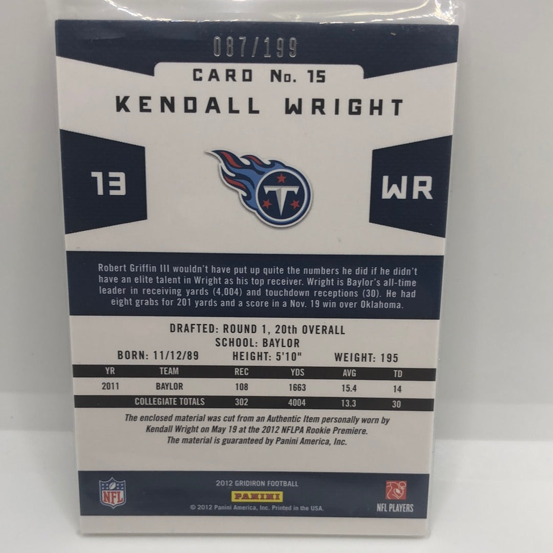 Kendall Wright 2012 Gridiron Triple Jsy /199