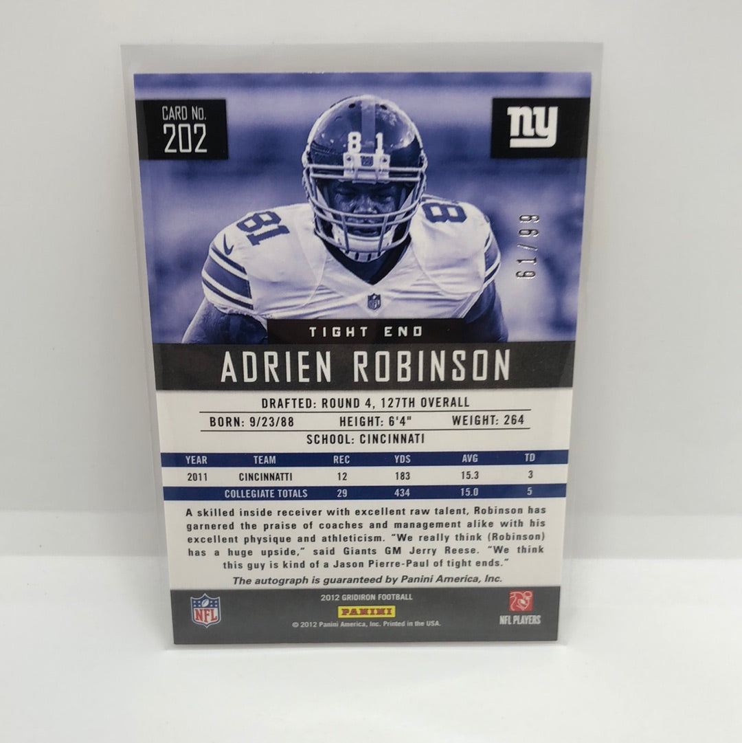 Adrien Robinson 2012 Gridiron Rc Auto /99