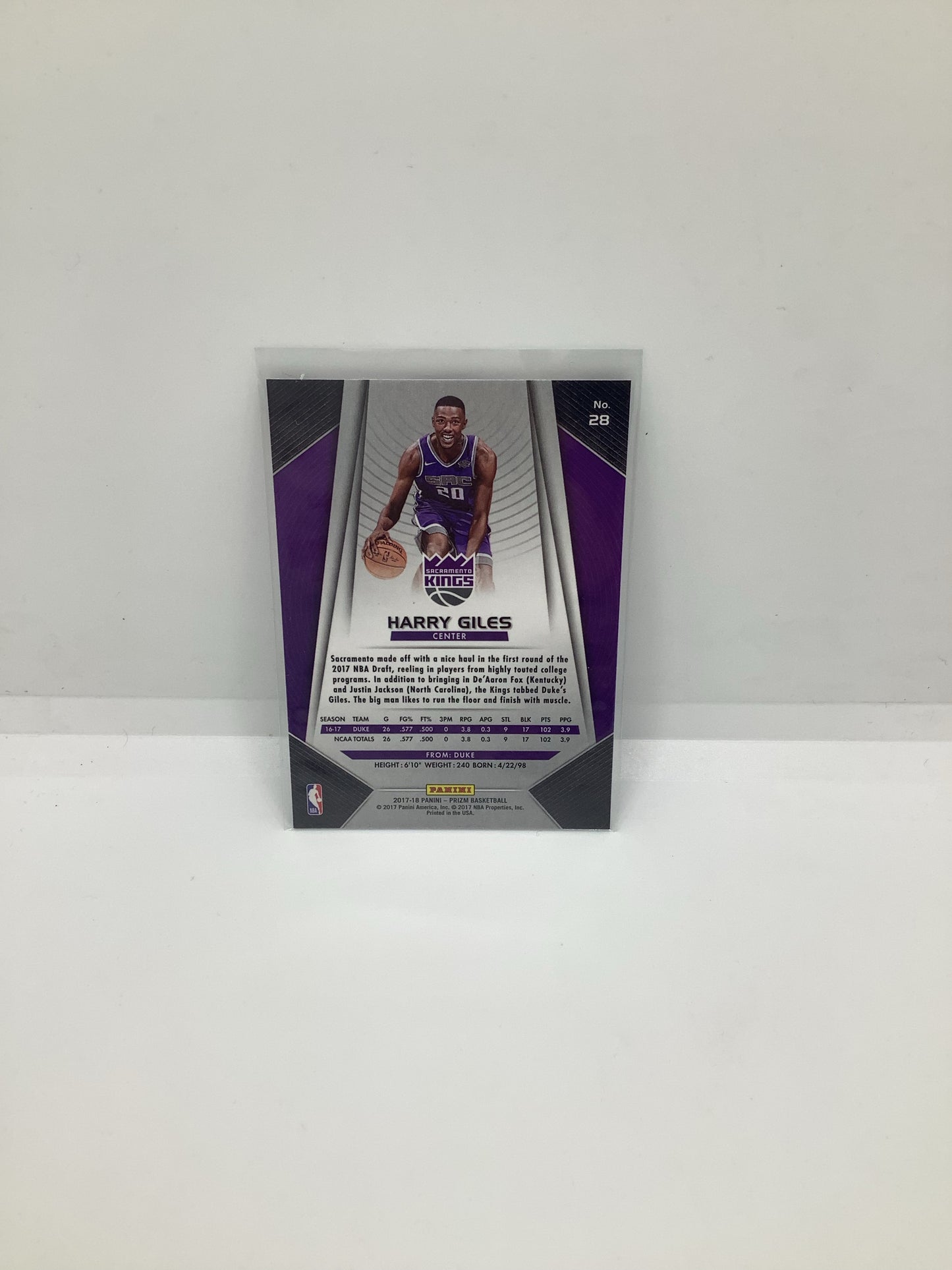 2017-18 Prizm Harry Giles RC Silver Black