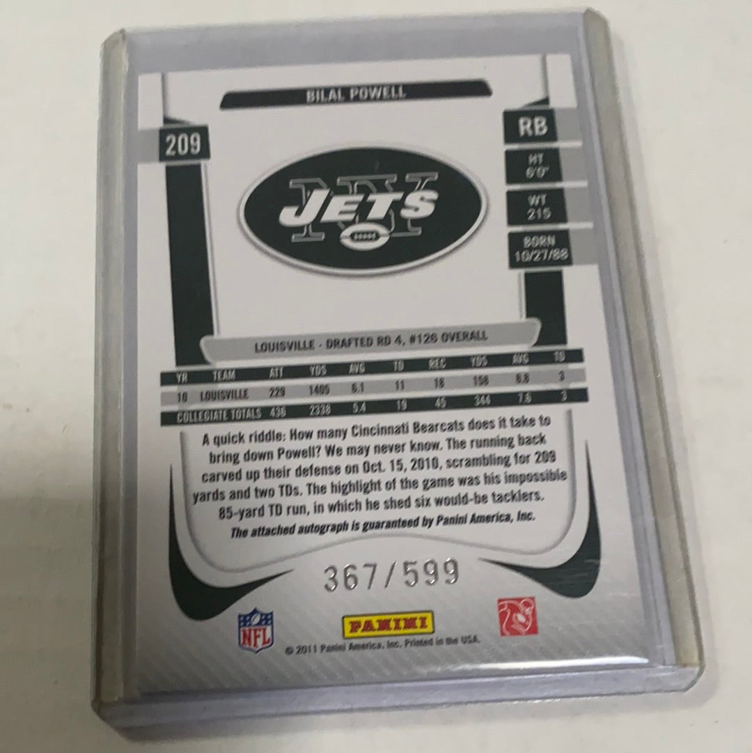 Bilal Powell AUTOGRAPH /599 RC New York Jets 2011 Panini Prestige AUTO Football