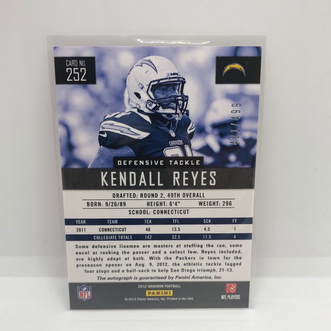 Kendall Reyes 2012 Gridiron Rookie Auto