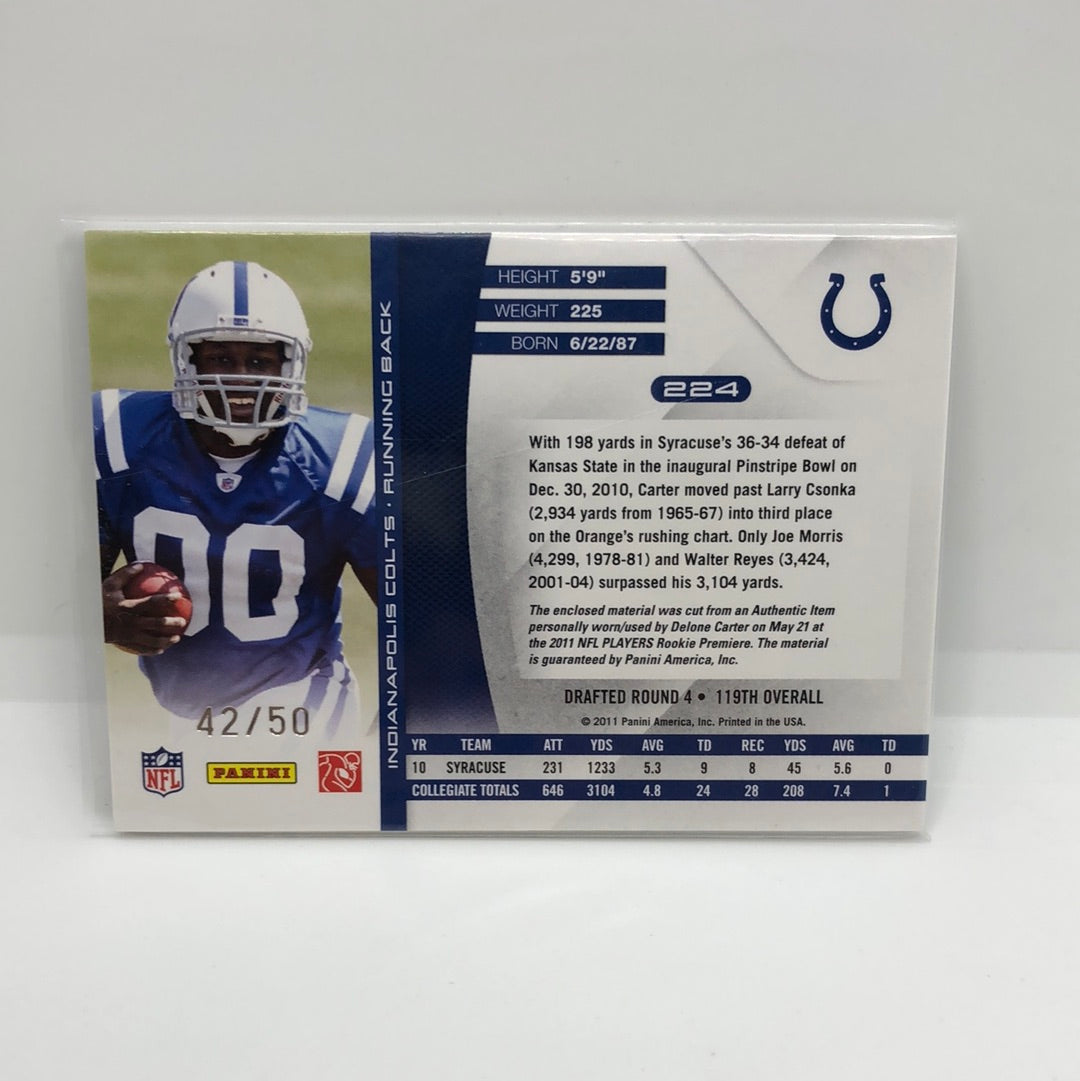 Delone Carter 2011 Absolute RPM Prime Jsy /50