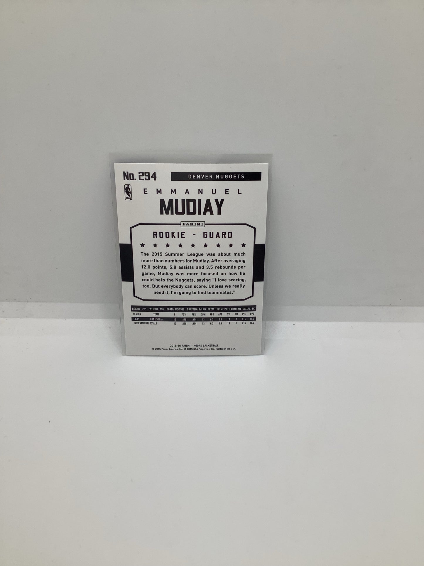 2015-16 Hoops Emmanuel Mudiay RC Yellow Blue