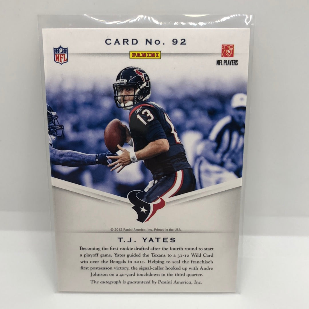 T.J. Yates 2012 Panini Auto