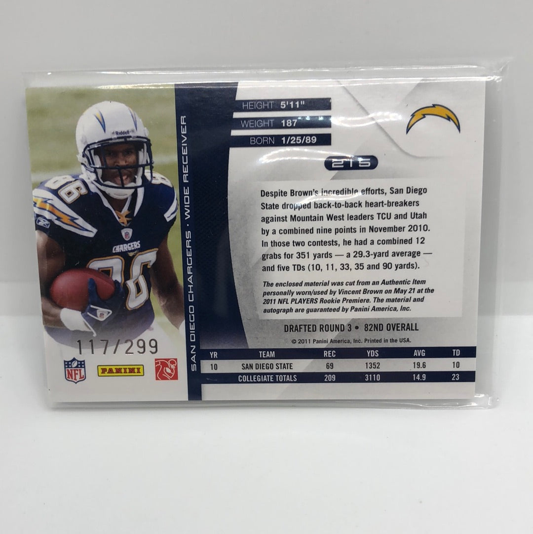 Vincent Brown 2011 Absolute RPM Jsy Auto /299