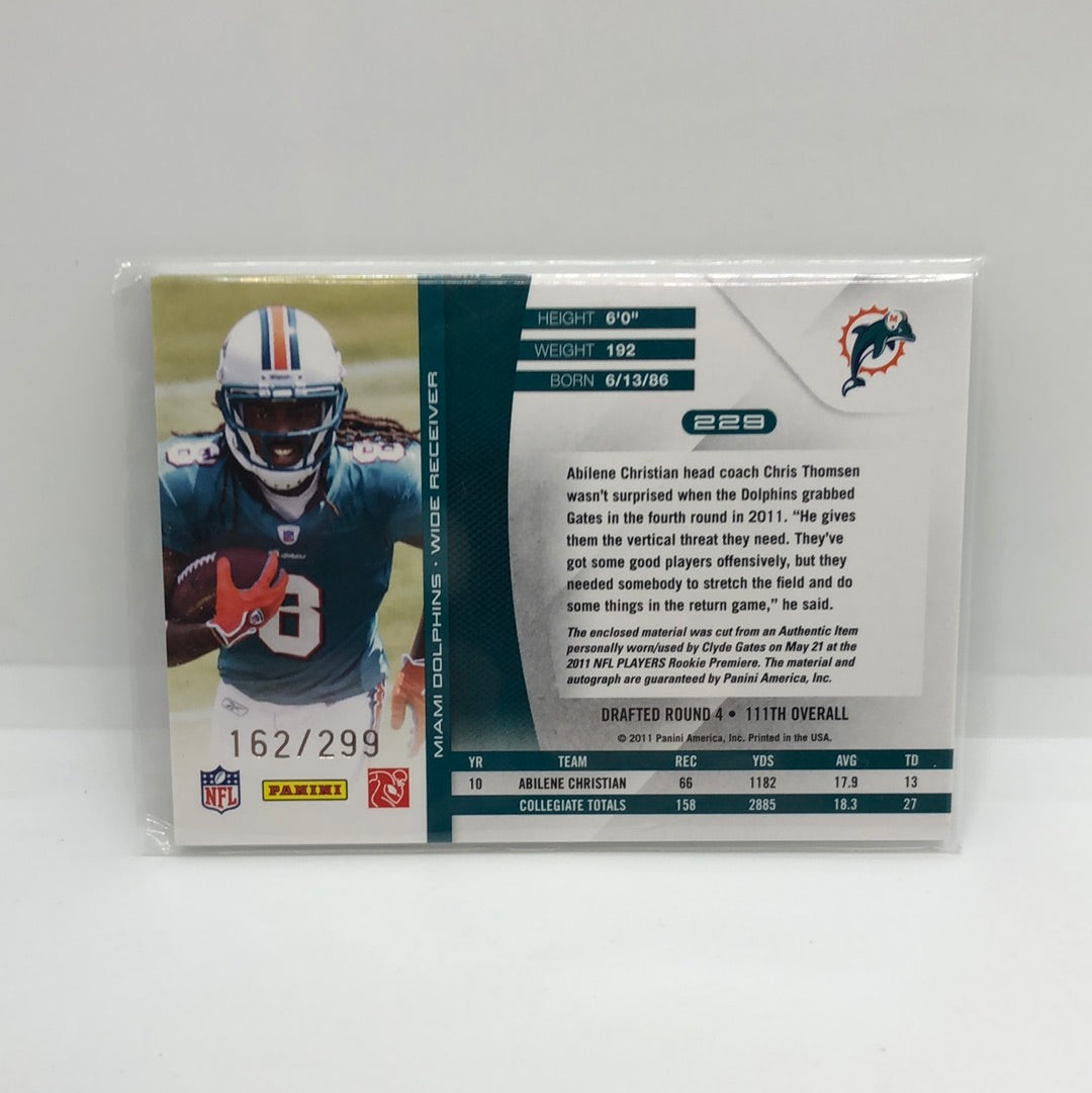 Clyde Gates 2011 Absolute RPM Jsy Auto /299