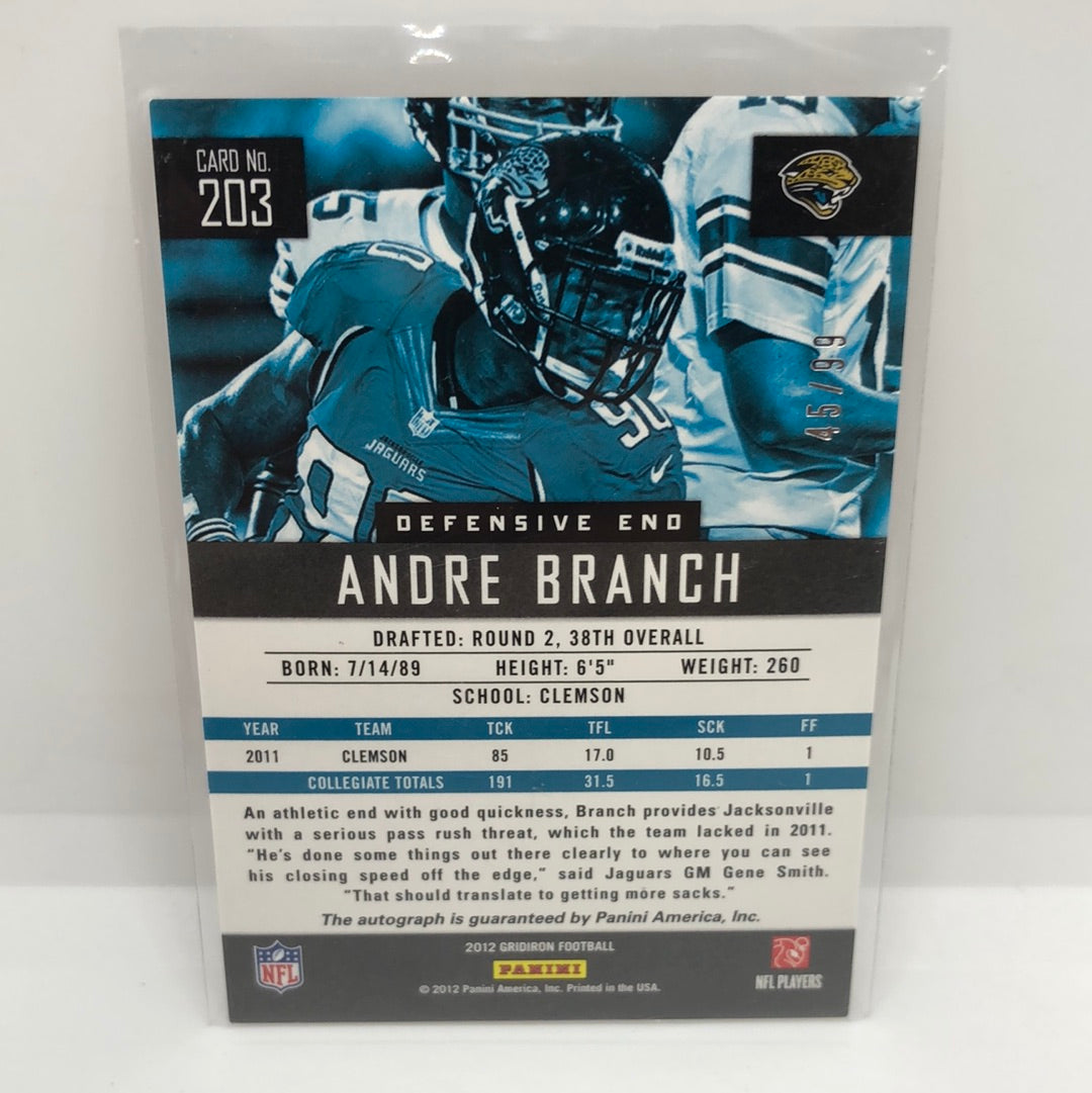 Andre Branch 2012 Gridiron Rc Auto /99