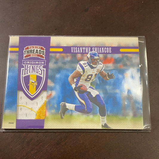 Visanthe Shiancoe 2011 Panini Threads Game Worn Patch /99 Jersey