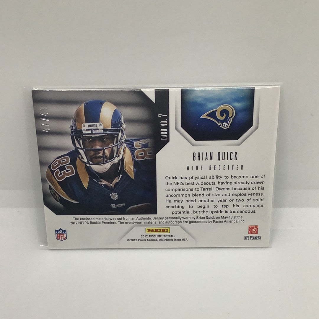 Brian Quick 2012 Absolute Star Gazing /49 Jsy Auto