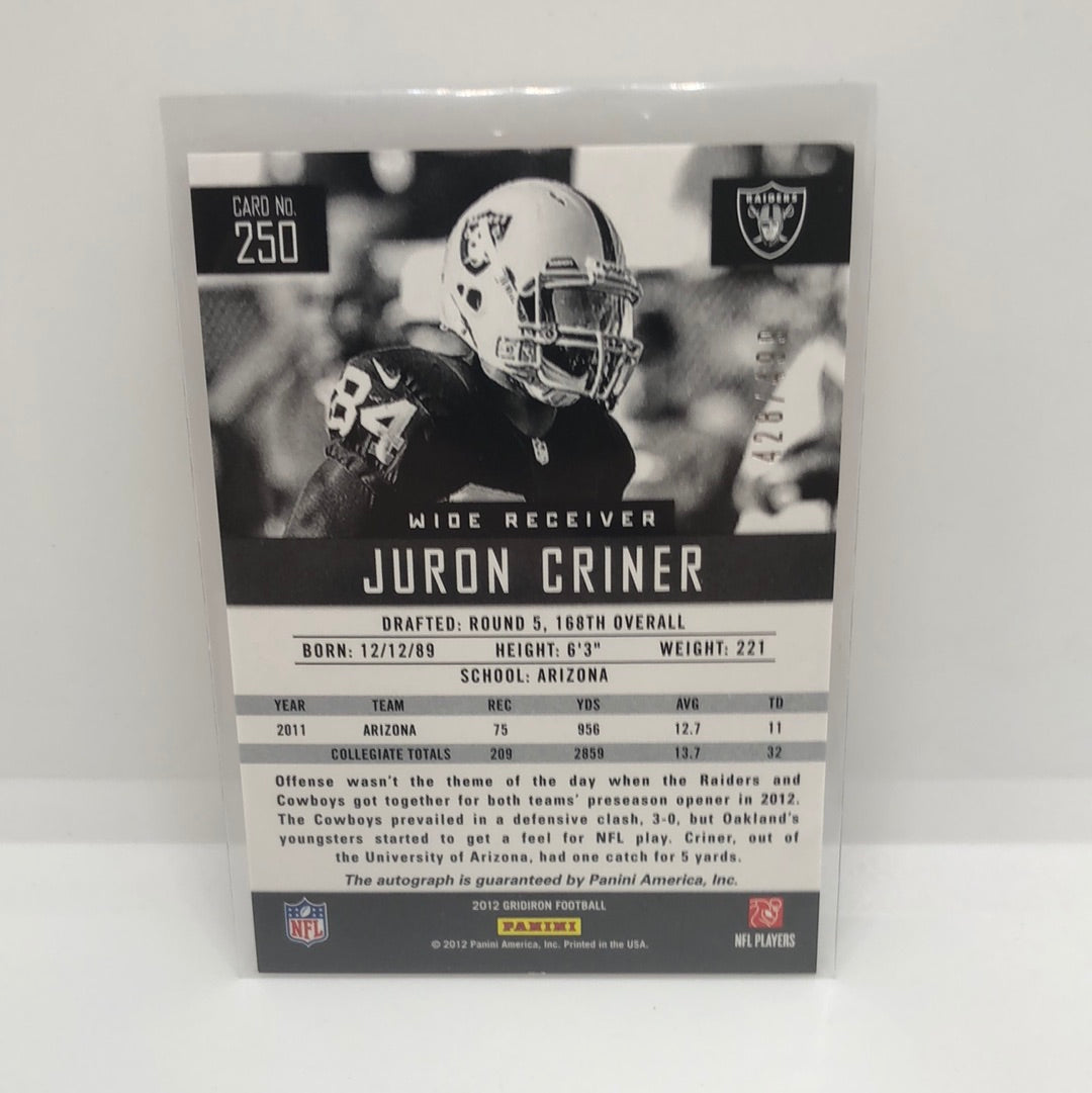 Juron Criner 2012 Gridiron Rc Auto /499