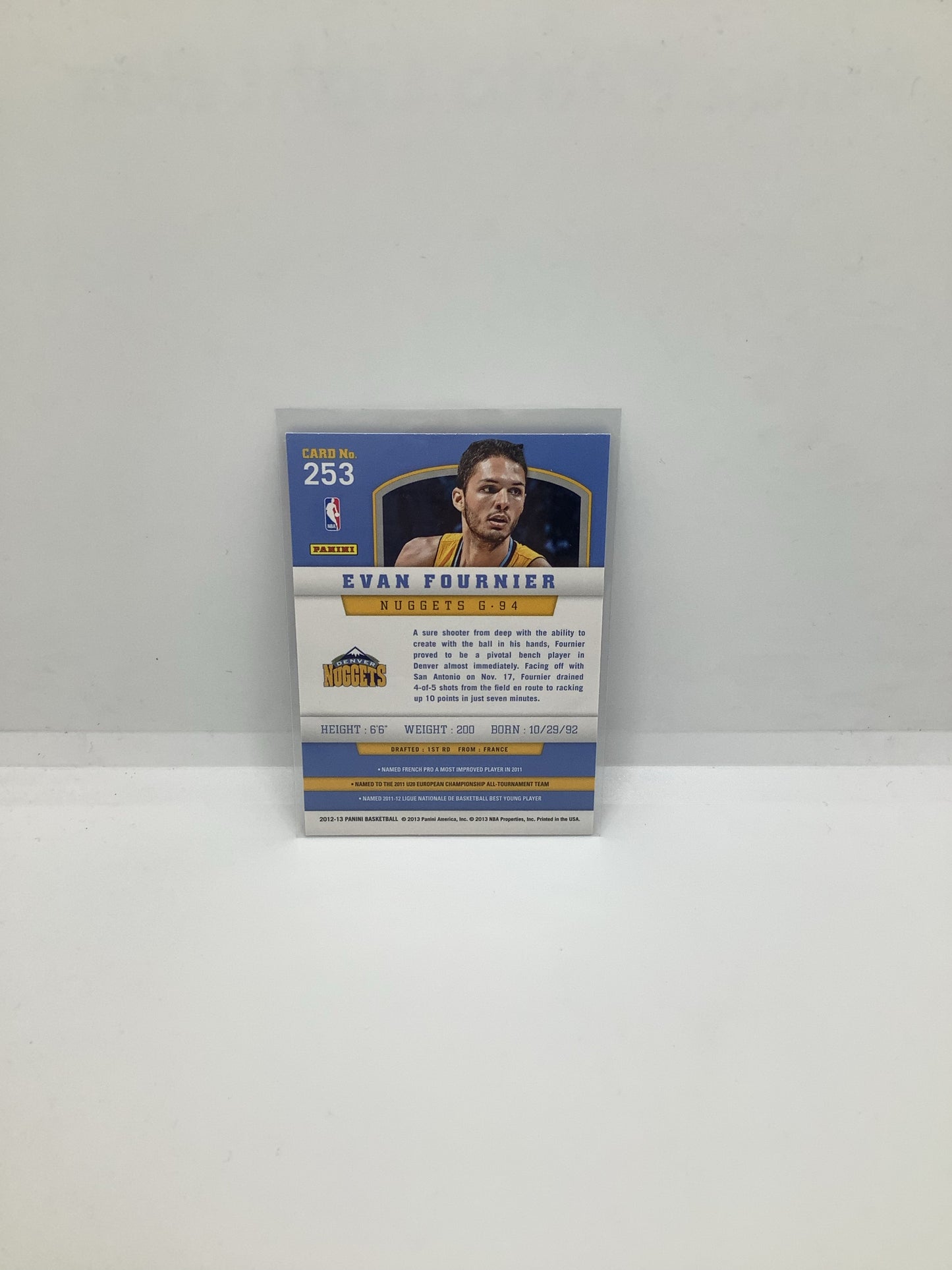 2012-13 Panini Evan Fournier Blue Yellow
