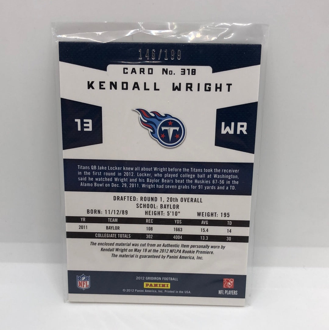 Kendall Wright 2012 Gridiron Gems Jsy /199