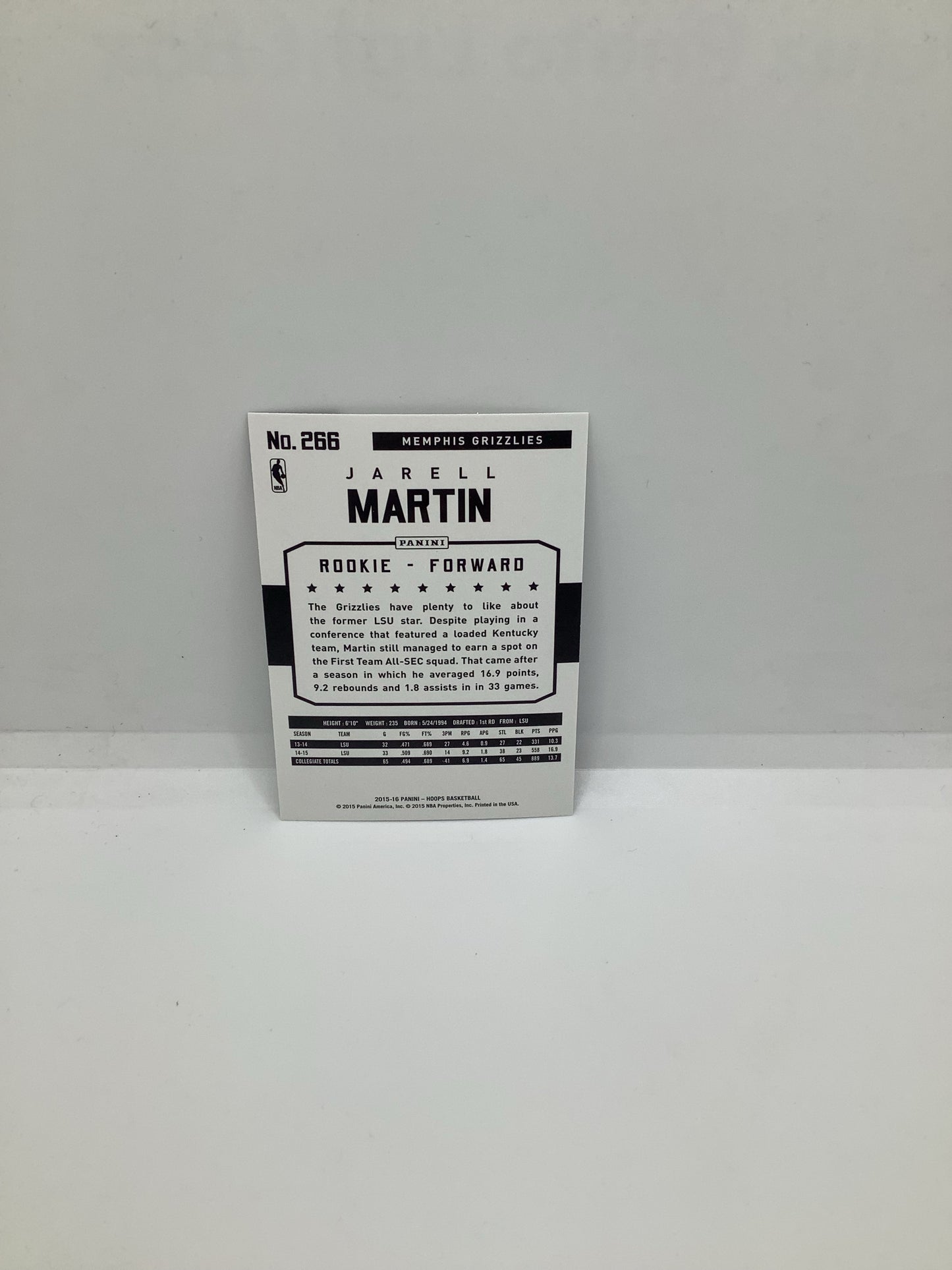 2015-16 Hoops Jarell Martin RC Blue