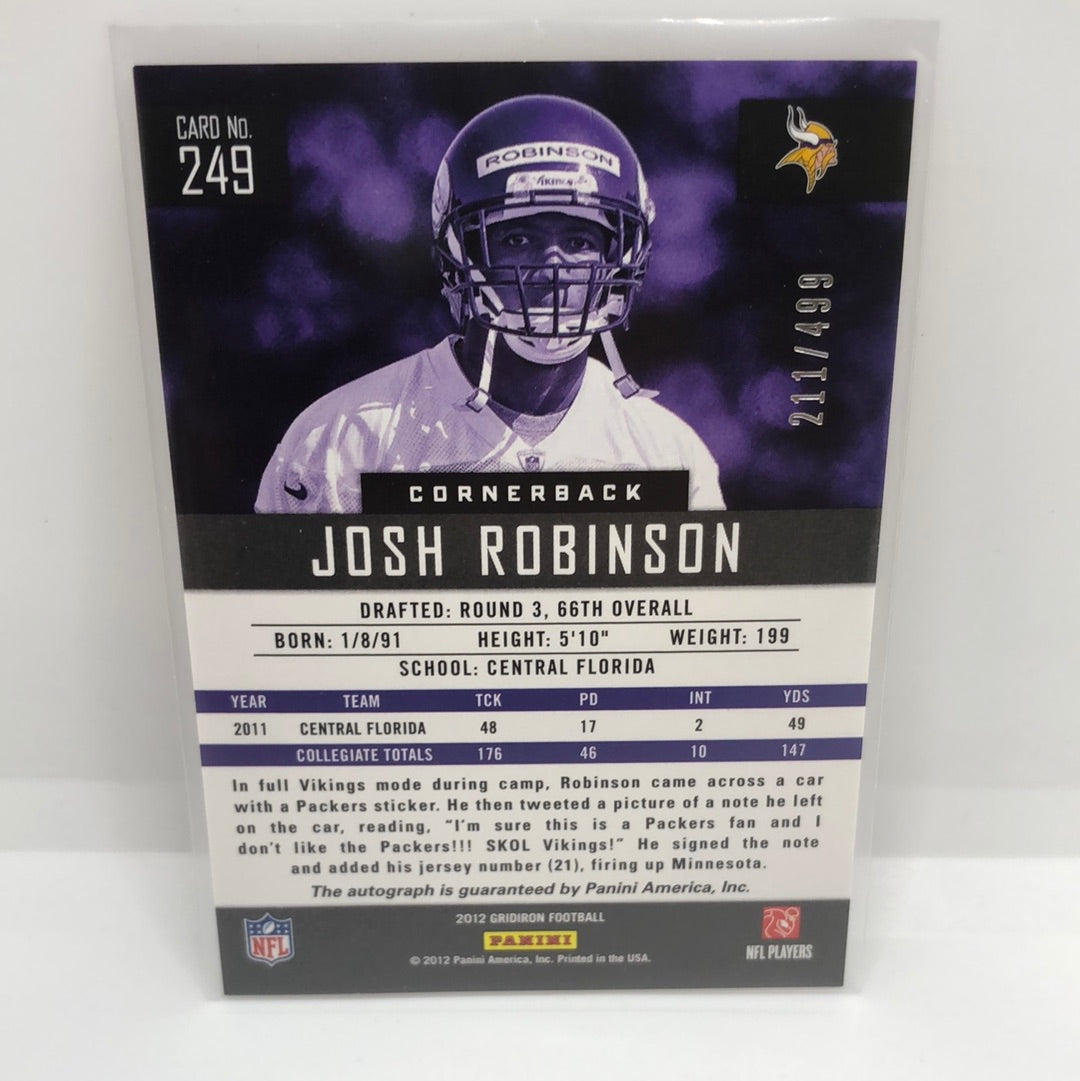 Josh Robinson 2012 Gridiron Rc Auto /499