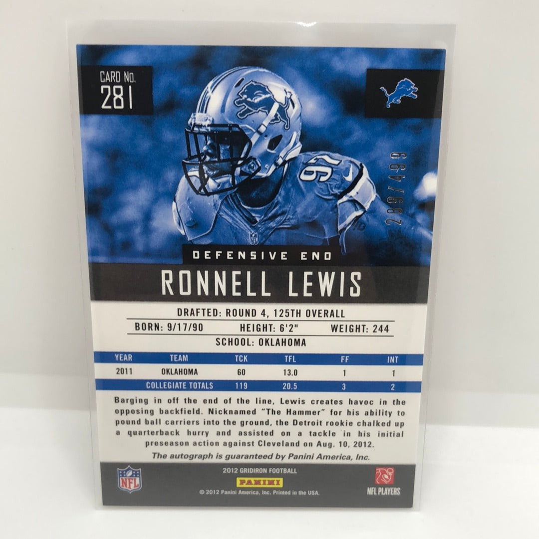 Ronnell Lewis 2012 Gridiron Rc Auto /499