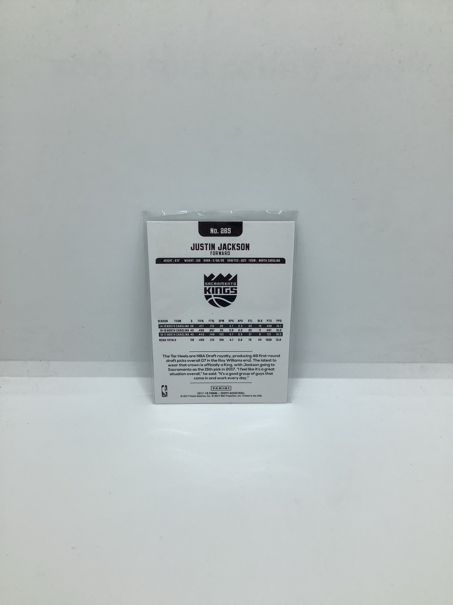 2017-18 Hoops Justin Jackson RC Purple