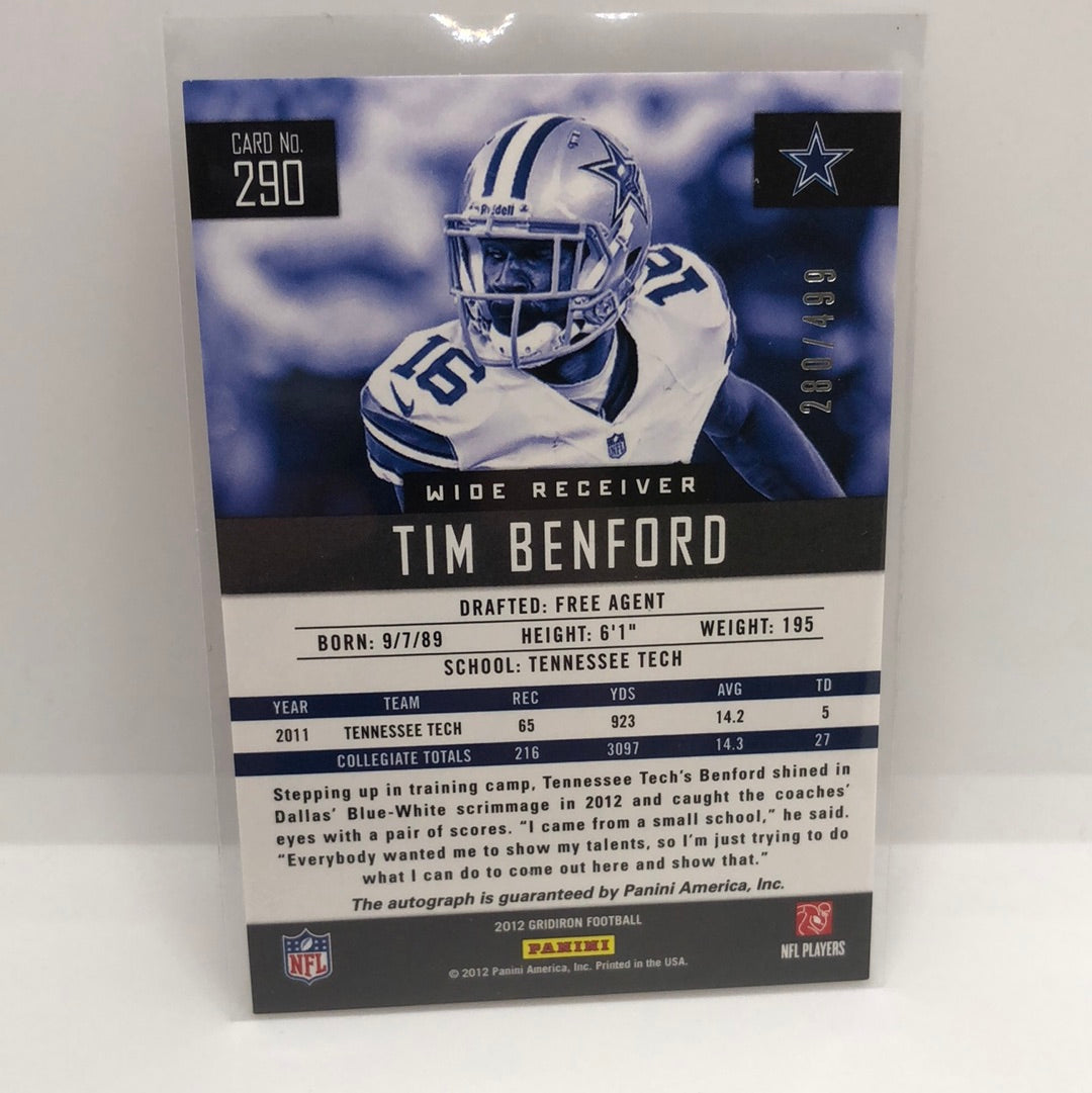 Tim Benford 2012 Gridiron Rc Auto /499