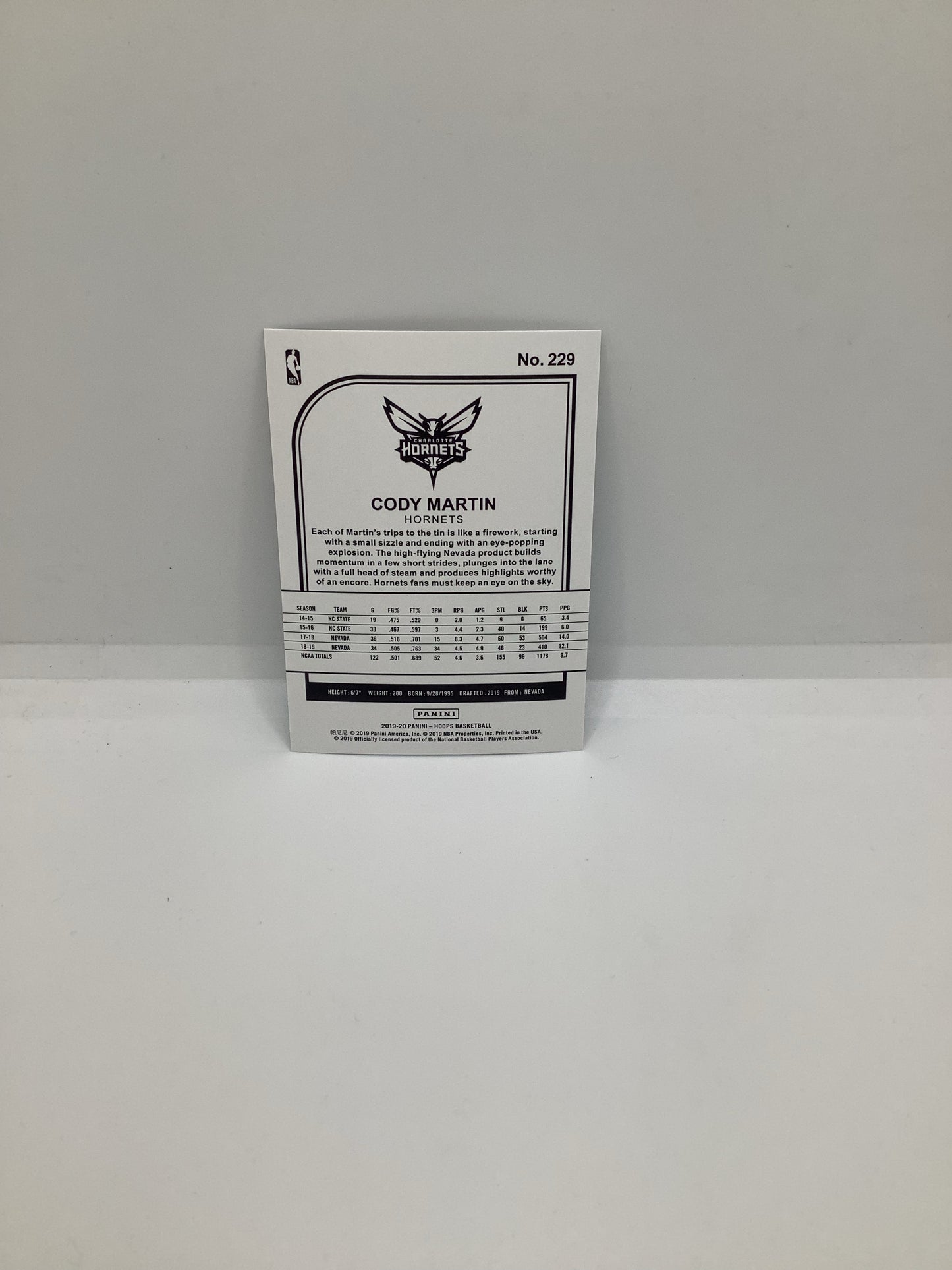 2019-20 Hoops Cody Martin RC Blue