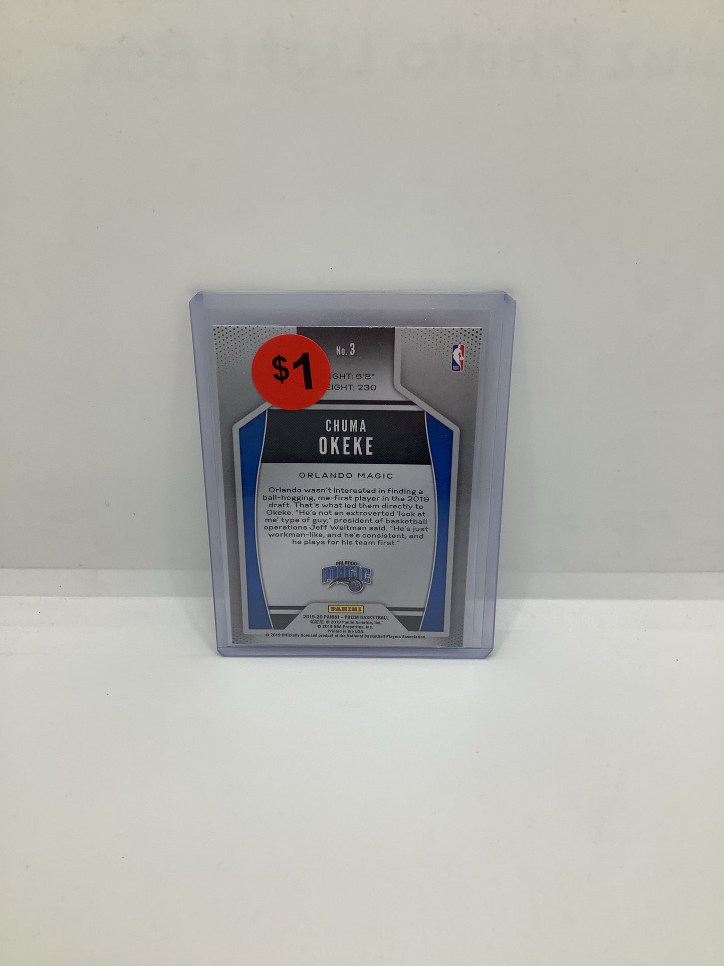 2019-20 Prizm Chuma Okeke Silver Blue