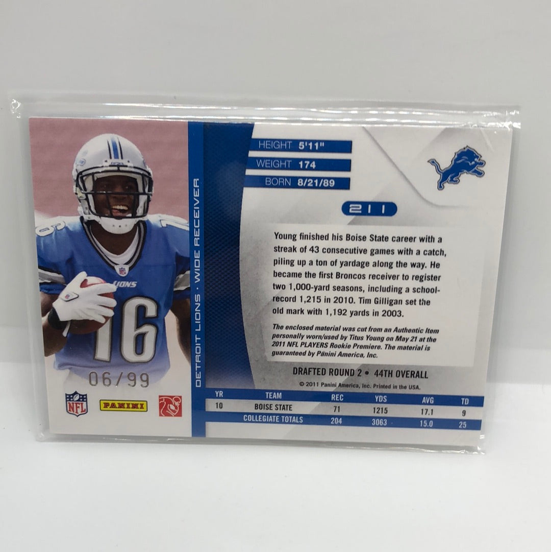 Titus Young 2011 Absolute RPM Jsy /99