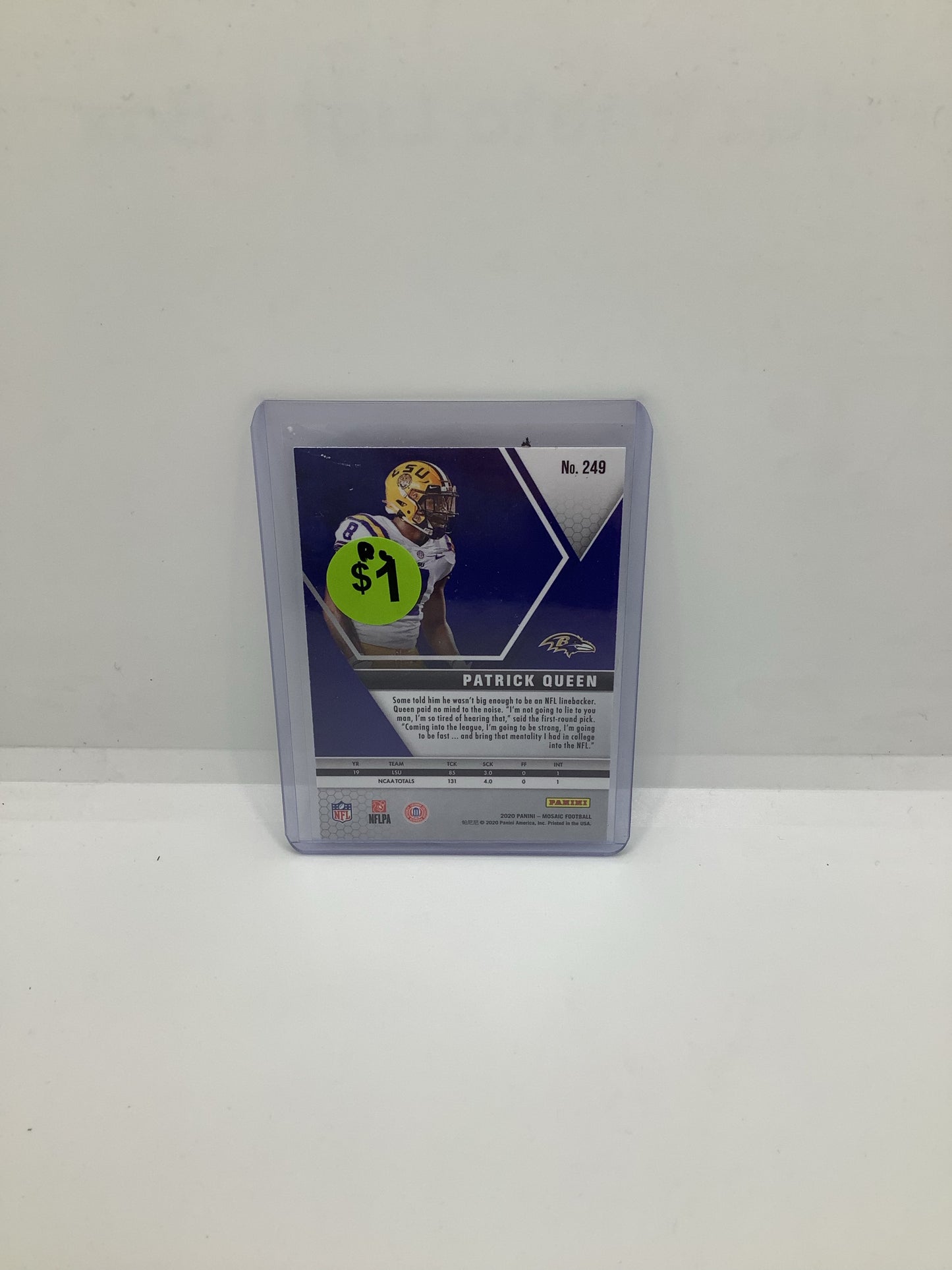 2020 Mosaic Patrick Queen RC Silver Purple