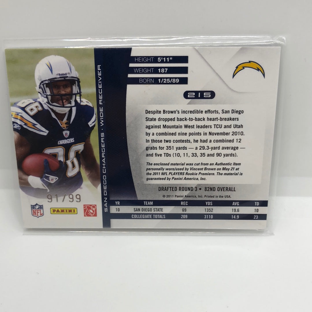 Vincent Brown 2011 Absolute RPM Jsy /99