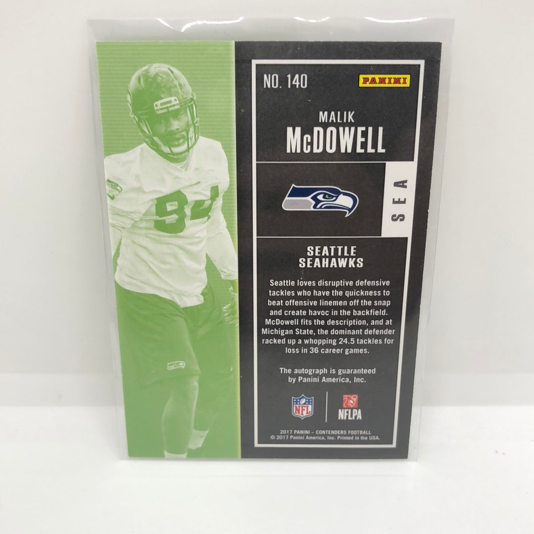 Malik McDowell 2017 Contenders Rc Auto