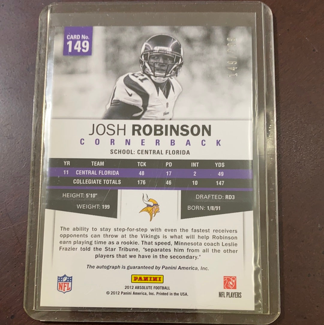 Josh Robinson 2013 Absolute Memorbilia Autograph