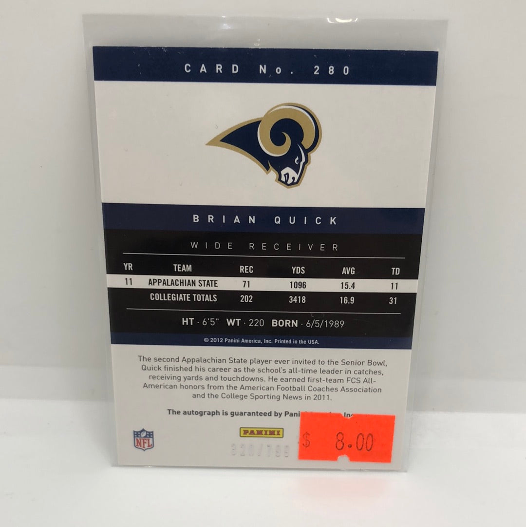 Brian Quick 2012 Prestige Rc Auto /799