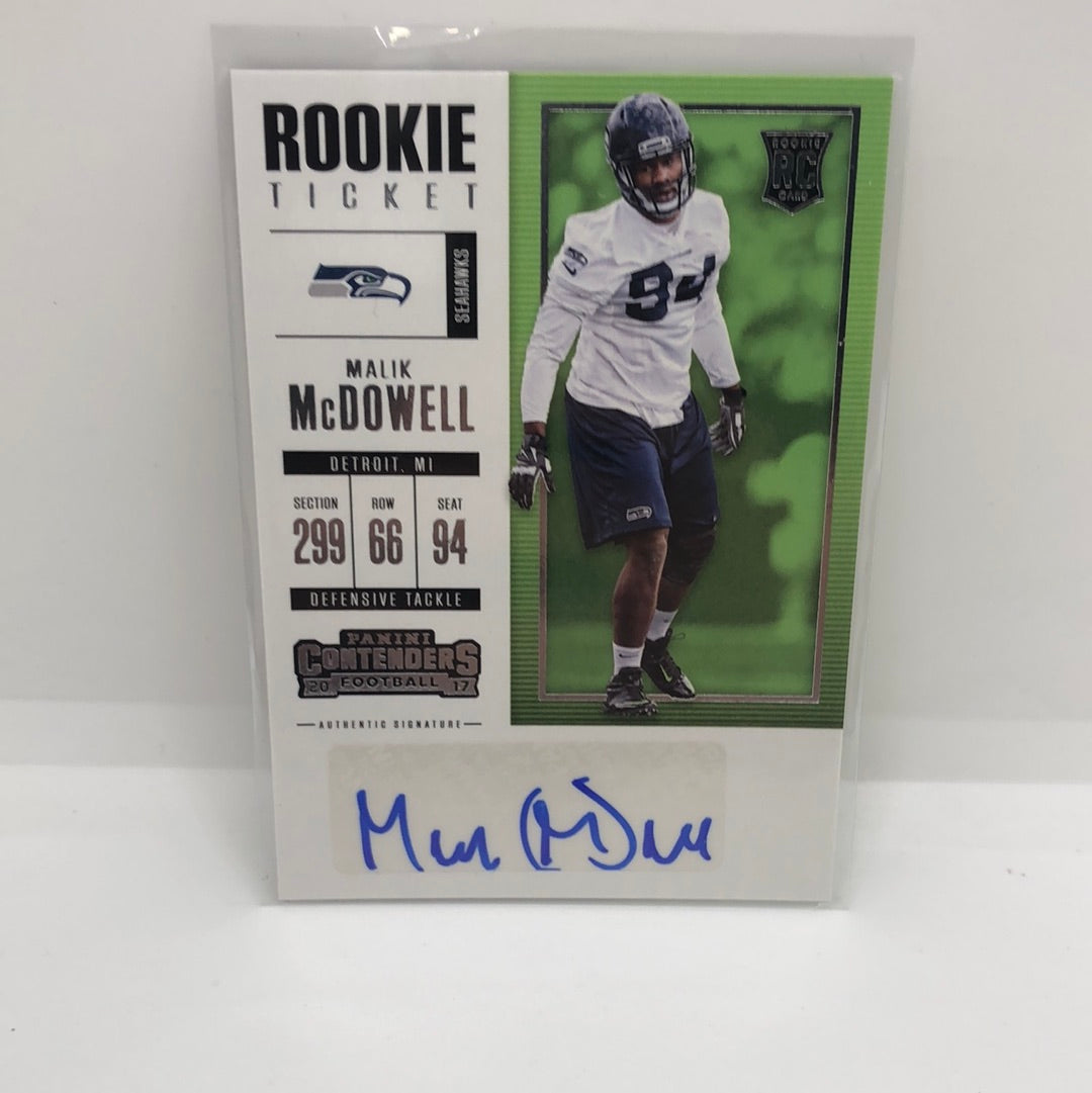 Malik McDowell 2017 Contenders Rc Auto